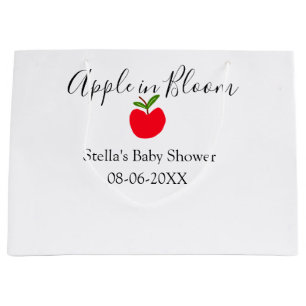 Apple in bloom baby shower red apple name date large gift bag