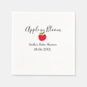 Apple in bloom baby shower red apple name date napkin