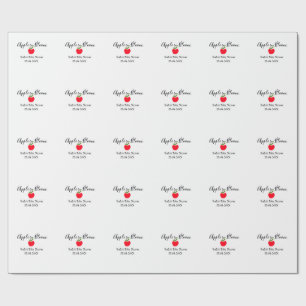 Apple in bloom baby shower red apple name date wrapping paper