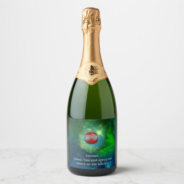 Apple in Thankful Galaxy Sparkling Wine Label (Front)