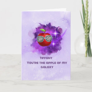 Apple in Thankful Galaxy Thank You Card