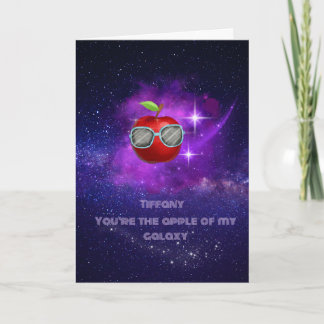 Apple in Thankful Galaxy Thank You Card