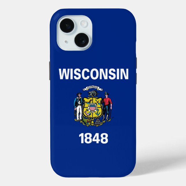 Apple iPhone 15 Case-Mate, Wisconsin flag Case-Mate iPhone Case (Back)