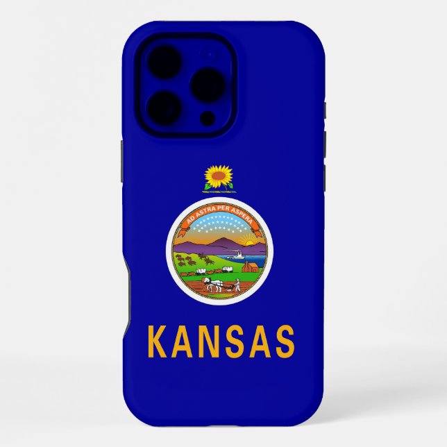 Apple iPhone 16 Pro Max Case, Kansas flag Case (Back)
