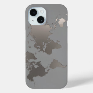 Apple iPhone Case World Map Travel Silver Grey