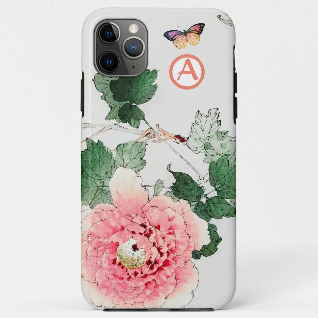 APPLE iPhone / iPad case JAPANESE PEONY INITIAL (Back)