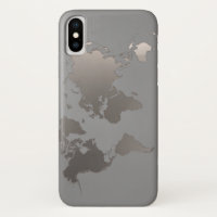 Apple iPhone X Case World Map Business Travel Grey
