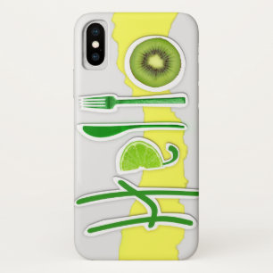 Apple iPhone X Phone Case Green Yellow Hello Fun