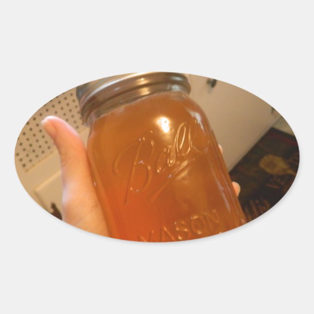 Apple Jelly Canning Jar Oval Sticker (Front)