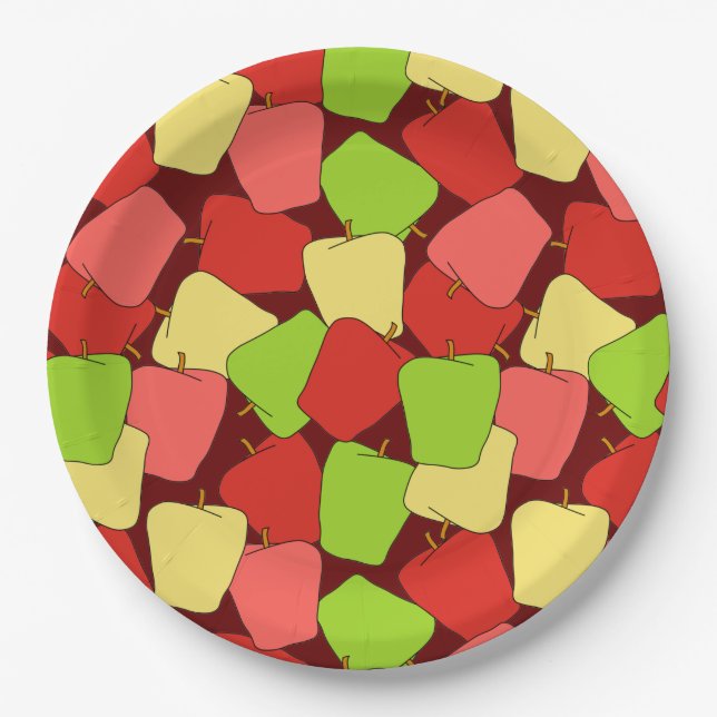 Apple Jumble Pattern Paper Plate (Front)