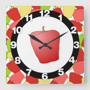 Apple Jumble Pattern  Square Wall Clock