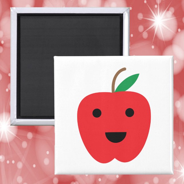 Apple Kawaii Red Cute Magnet (A cute magnet with a kawaii red apple)
