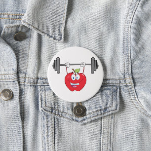 Apple Lifting Weights Fitness Fruit Character  7.5 Cm Round Badge