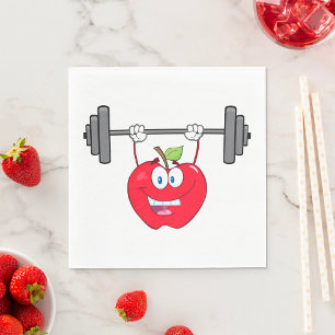 Apple Lifting Weights Fitness Fruit Character  Napkin