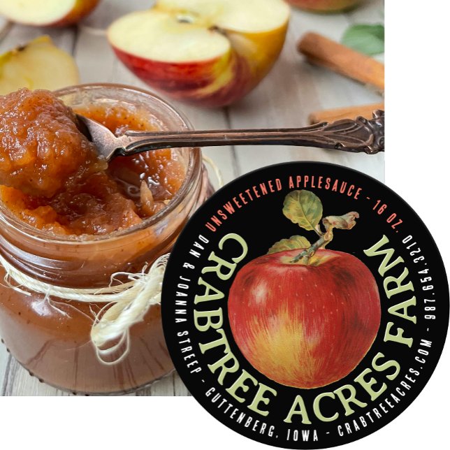 APPLE LOGO Farm Orchard Business Applesauce   Clas Classic Round Sticker (Creator Uploaded)