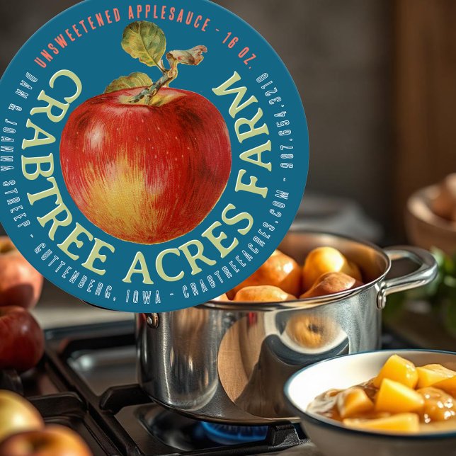 APPLE LOGO Farm Orchard Business Applesauce   Classic Round Sticker (Creator Uploaded)
