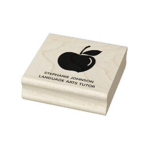 Apple Logo Teacher Tutor Home Business Rubber Stamp