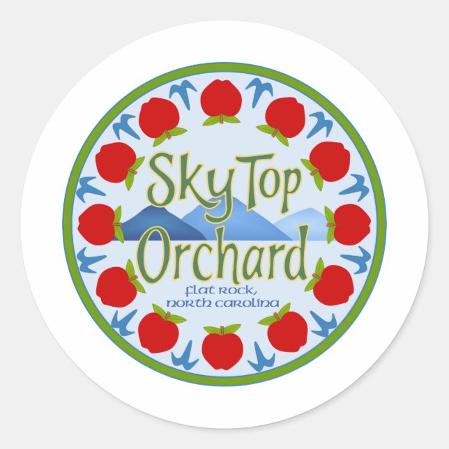 Apple Mandala - Blue Classic Round Sticker (Front)