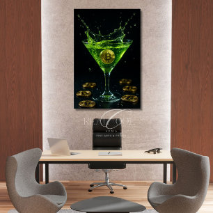 Apple Martini Glass with Floating Bitcoin Art  Poster