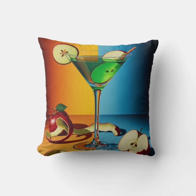 Apple Martini Pop Art Cushion (Front)