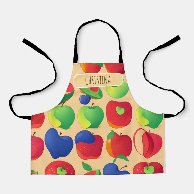 Apple Modern Colourful Personalised Pattern Apron (Front)