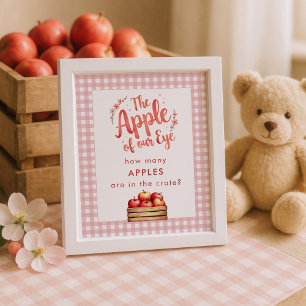 Apple of Eye Guess How Many Gingham Baby Shower Poster