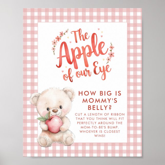Apple of Eye How Big Moms Belly Game Baby Shower Poster (Front)