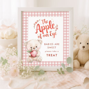 Apple of Eye Take a Treat Gingham Baby Shower Poster