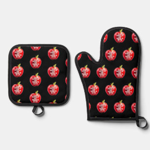 Apple Of God's Eye Red and Black Oven Mitt & Pot Holder Set