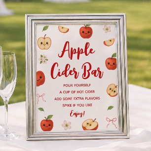 Apple of My Eye Baby Shower Apple Cider Bar Poster
