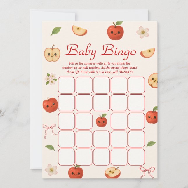 Apple of My Eye Baby Shower Bingo Game Card (Front)