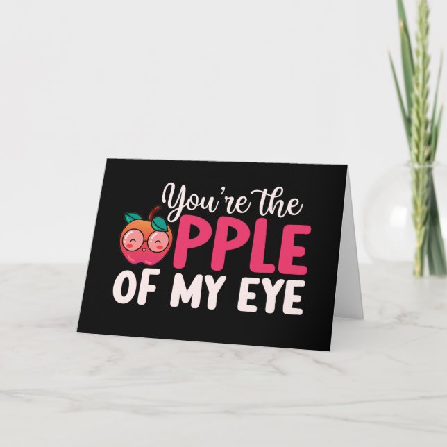 Apple Of My Eye Cute Pun Funny Valentine's Day Holiday Card (Front)