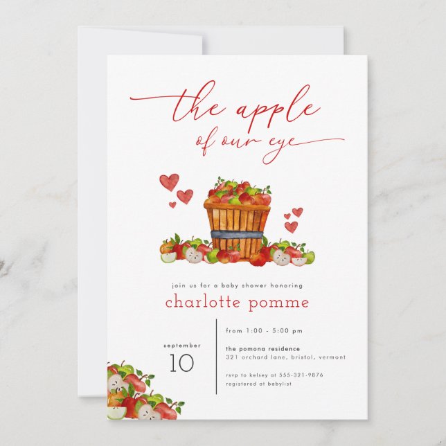Apple of My Eye Fall Apple Baby Shower Invitation  (Front)