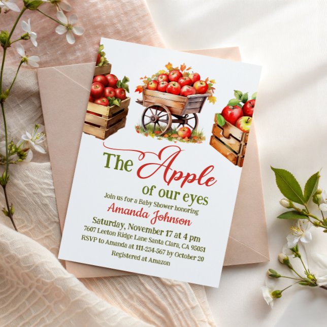 Apple of My Eye Fall Market Basket Baby Shower Invitation (Creator Uploaded)