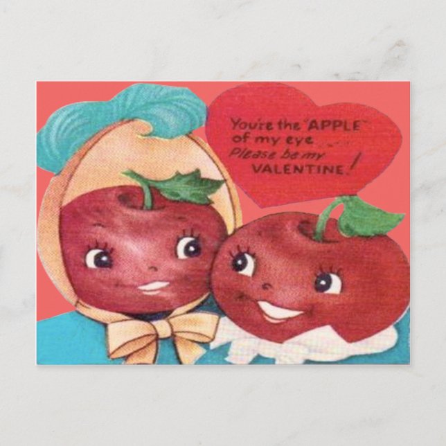 Apple Of My Eye Heart Valentine Holiday Postcard (Front)
