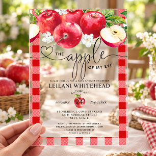 Apple of My Eye Red Gingham Watercolor Baby Shower Acrylic Invitations