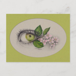 Apple of my eye Surreal drawing art Green Postcard