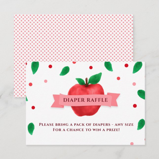 Apple of my Eye themed Diaper Raffle Insert (Front/Back)