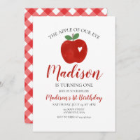 Apple of our Eye 1st Birthday Invitation