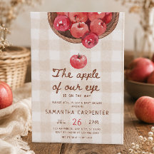 apple of our eye apple basket gingham baby shower