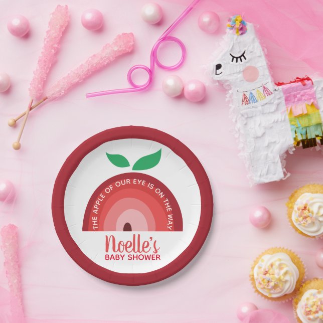 Apple of our Eye, Apple Rainbow Baby Shower Paper Plate (Party)