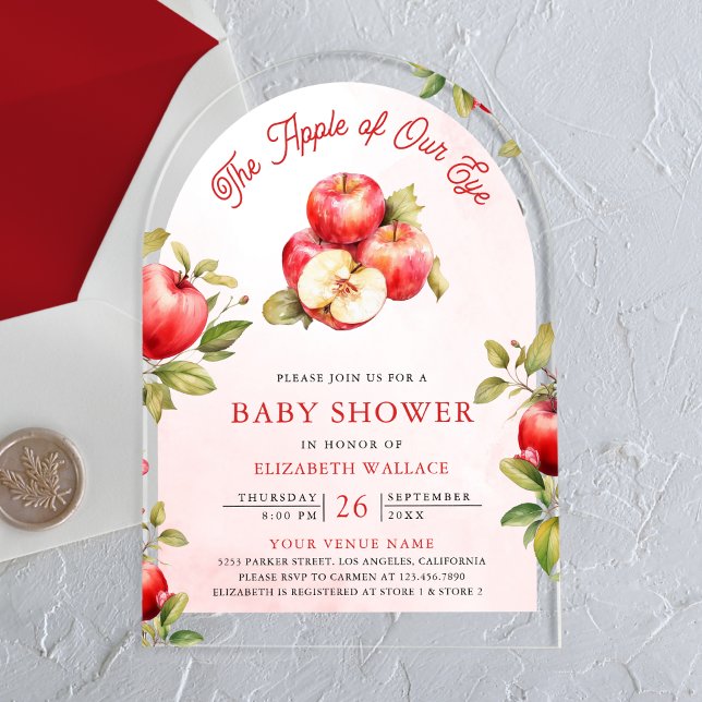Apple Of Our Eye Arch Baby Shower Acrylic Invitations (Creator Uploaded)