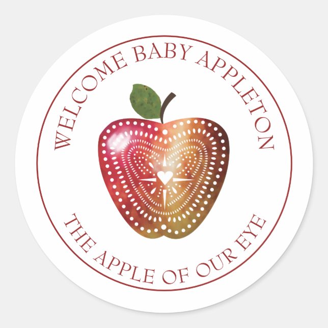 Apple of our Eye Baby Shower Classic Round Sticker (Front)