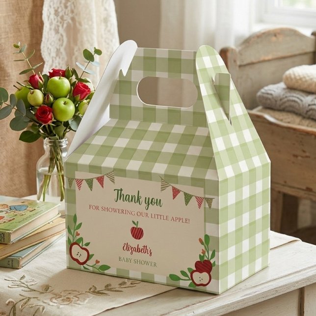 Apple of Our Eye Baby Shower Custom Gingham  Favour Box (Creator Uploaded)