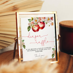 Apple of Our Eye Baby Shower Diaper Raffle Poster