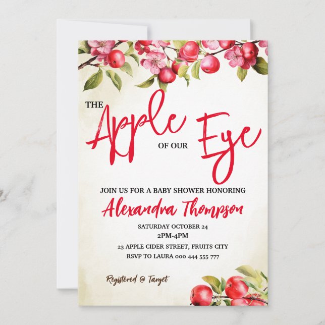 Apple Of Our Eye Baby Shower, Fall Baby Shower Invitation (Front)