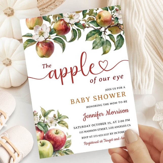 Apple of Our Eye Baby Shower Fall Gender Neutral Invitation (Creator Uploaded)
