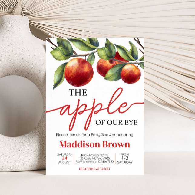 Apple of Our Eye Baby Shower Invitation (Red Apple Baby Shower Invitation)