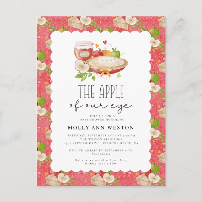 Apple of our Eye Baby Shower Invitation  Postcard (Front)