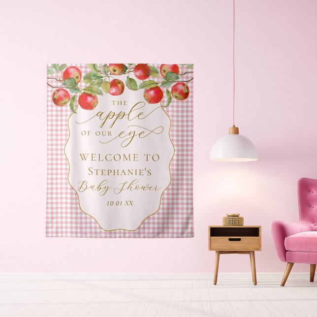 Apple Of Our Eye Baby Shower Photobooth Backdrop Tapestry (Creator Uploaded)
